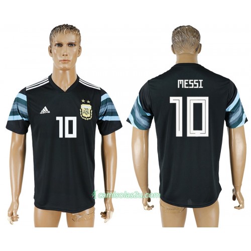 Camisolas de Futebol Argentina Lionel Messi 10 Equipamento Alternativa Copa do Mundo 2018 Manga Curta