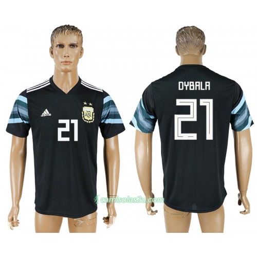 Camisolas de Futebol Argentina Paulo Dybala 21 Equipamento Alternativa Copa do Mundo 2018 Manga Curta