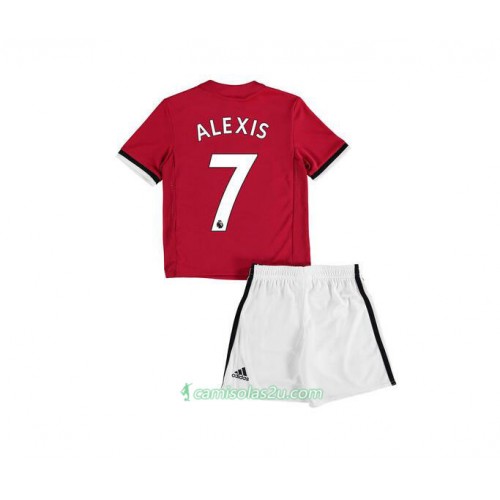 Camisolas de Futebol Manchester United Alexis Sanchez 7 Criança Equipamento Principal 2017/18 Manga Curta