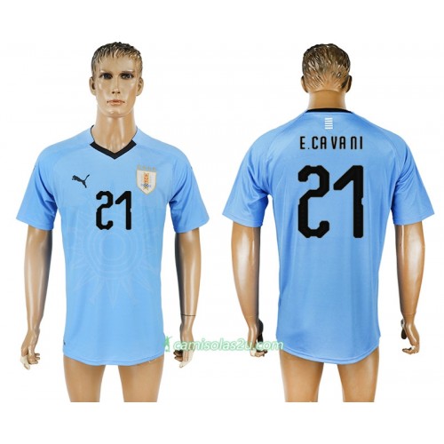 Camisolas de Futebol Uruguai Edinson Cavani 21 Equipamento Principal Copa do Mundo 2018 Manga Curta