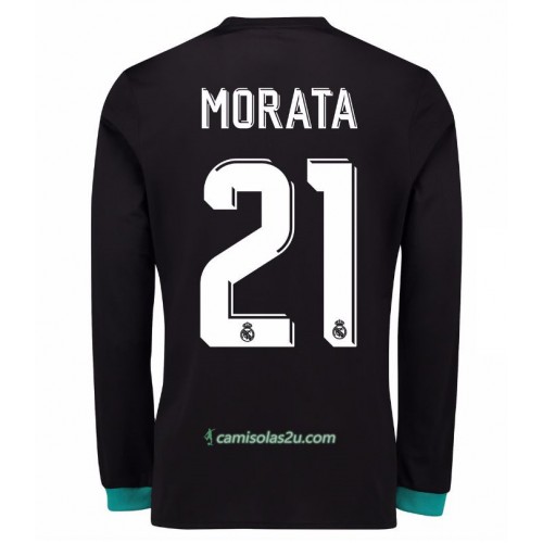 Camisolas de Futebol Real Madrid Alvaro Morata 21 Equipamento Alternativa 2017/18 Manga Comprida
