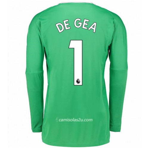 Camisolas de Futebol Manchester United Guarda Redes David de Gea 1 Equipamento Alternativa 2017/18 Manga Comprida