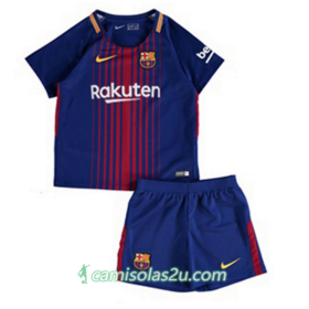 Camisolas de Futebol Barcelona Criança Equipamento Principal 2017/18 Manga Curta