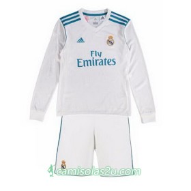 Camisolas de Futebol Real Madrid Criança Equipamento Principal 2017/18 Manga Comprida