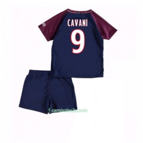 Camisolas de Futebol Paris Saint-Germain Edinson Cavani 9 Criança Equipamento Principal 2017/18 Manga Curta