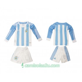 Camisolas de Futebol Argentina Criança Equipamento Principal 2016 Manga Comprida