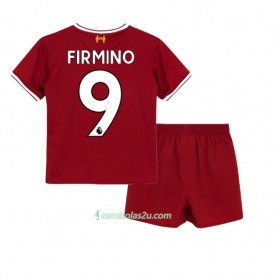 Camisolas de Futebol Liverpool Roberto Firmino 9 Criança Equipamento Principal 2017/18 Manga Curta