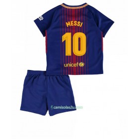 Camisolas de Futebol FC Barcelona Lionel Messi 10 Criança Equipamento Principal 2017/18 Manga Curta