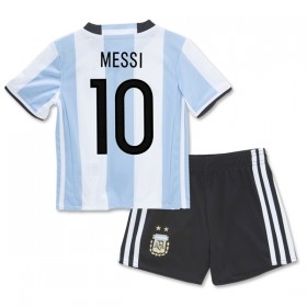 Camisolas de Futebol Argentina Lionel Messi 10 Criança Equipamento Principal 2016 Manga Curta