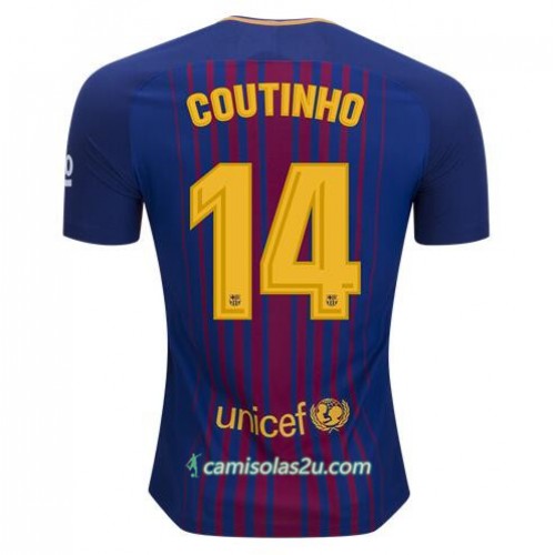 Camisolas de Futebol FC Barcelona Philippe Coutinho 14 Equipamento Principal 2017/18 Manga Curta Camisolas de Futebol FC Barcelona Philippe Coutinho 14 Equipamento Principal 2017/18 Manga Curta