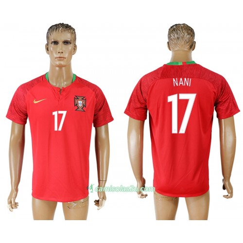 Camisolas de Futebol Portugal Nani 17 Equipamento Principal Copa do Mundo 2018 Manga Curta Camisolas de Futebol Portugal Nani 17 Equipamento Principal Copa do Mundo 2018 Manga Curta