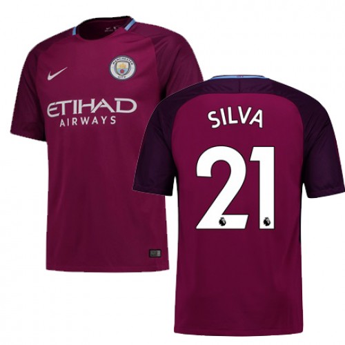Camisolas de Futebol Manchester City SILVA Equipamento Alternativa 2017/18 Manga Curta Camisolas de Futebol Manchester City SILVA Equipamento Alternativa 2017/18 Manga Curta