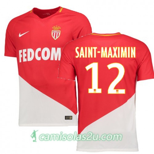 Camisolas de Futebol Mônaco SAINT-MAXIMIN Equipamento Principal 2017/18 Manga Curta Camisolas de Futebol Mônaco SAINT-MAXIMIN Equipamento Principal 2017/18 Manga Curta