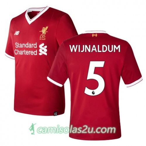Camisolas de Futebol Liverpool WIJNALDUM Equipamento Principal 2017/18 Manga Curta Camisolas de Futebol Liverpool WIJNALDUM Equipamento Principal 2017/18 Manga Curta
