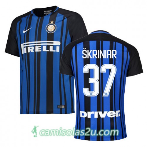 Camisolas de Futebol Inter de Milão SKRINIAR Equipamento Principal 2017/18 Manga Curta Camisolas de Futebol Inter de Milão SKRINIAR Equipamento Principal 2017/18 Manga Curta
