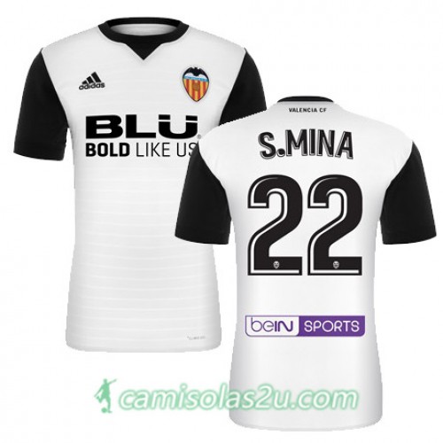 Camisolas de Futebol Valencia S MINA Equipamento Principal 2017/18 Manga Curta Camisolas de Futebol Valencia S MINA Equipamento Principal 2017/18 Manga Curta