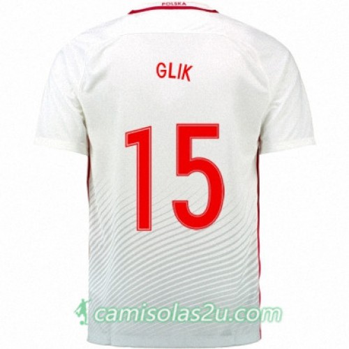 Camisolas de Futebol Polônia KAMIL GLIK Equipamento Principal Euro 2016 Camisolas de Futebol Polônia KAMIL GLIK Equipamento Principal Euro 2016