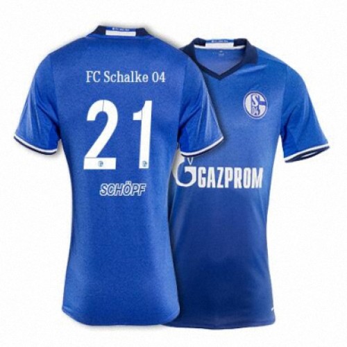 Camisolas de Futebol Schalke SCHOPF Equipamento Principal 2017/18 Manga Curta Camisolas de Futebol Schalke SCHOPF Equipamento Principal 2017/18 Manga Curta