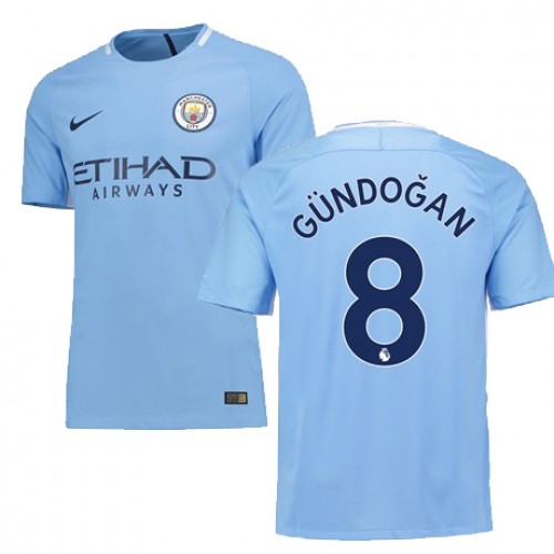 Camisolas de Futebol Manchester City GUNDOGAN Equipamento Principal 2017/18 Manga Curta Camisolas de Futebol Manchester City GUNDOGAN Equipamento Principal 2017/18 Manga Curta