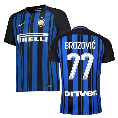 Camisolas de Futebol Inter de Milão BROZOVIC Equipamento Principal 2017/18 Manga Curta Camisolas de Futebol Inter de Milão BROZOVIC Equipamento Principal 2017/18 Manga Curta