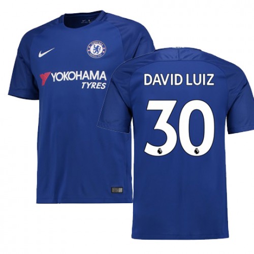 Camisolas de Futebol Chelsea DAVID LUIZ Equipamento Principal 2017/18 Manga Curta Camisolas de Futebol Chelsea DAVID LUIZ Equipamento Principal 2017/18 Manga Curta