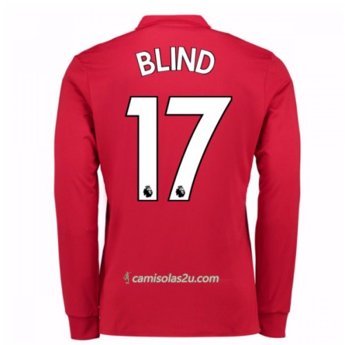 Camisolas de Futebol Manchester United Daley Blind 17 Equipamento Principal 2017/18 Manga Comprida Camisolas de Futebol Manchester United Daley Blind 17 Equipamento Principal 2017/18 Manga Comprida