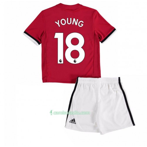 Camisolas de Futebol Manchester United Ashley Young 18 Criança Equipamento Principal 2017/18 Manga Curta Camisolas de Futebol Manchester United Ashley Young 18 Criança Equipamento Principal 2017/18 Manga Curta