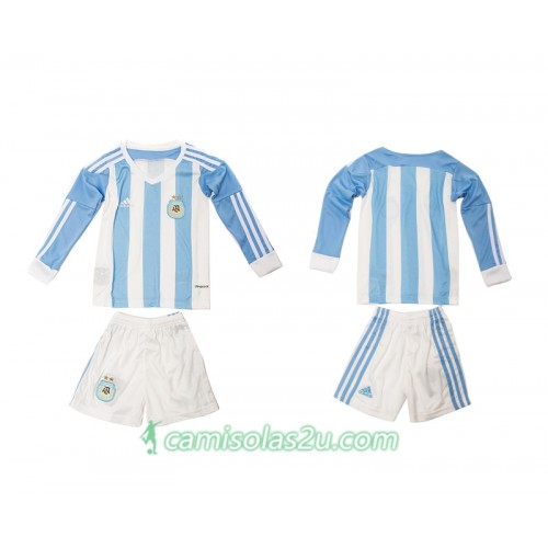 Camisolas de Futebol Argentina Criança Equipamento Principal 2016 Manga Comprida Camisolas de Futebol Argentina Criança Equipamento Principal 2016 Manga Comprida