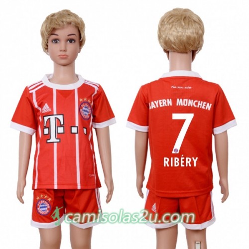 Camisolas de Futebol Bayern München Franck Ribery 7 Criança Equipamento Principal 2017/18 Manga Curta Camisolas de Futebol Bayern München Franck Ribery 7 Criança Equipamento Principal 2017/18 Manga Curta