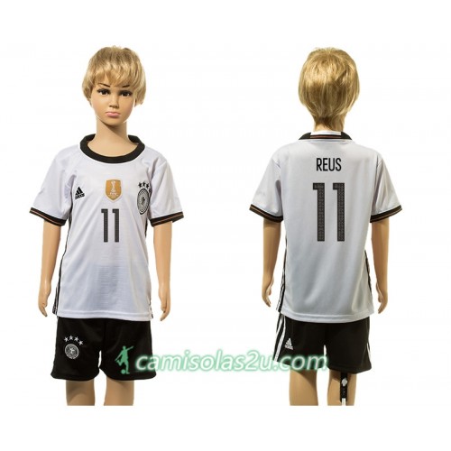 Camisolas de Futebol Alemanha Reus 11 Criança Equipamento Principal 2016 Manga Curta Camisolas de Futebol Alemanha Reus 11 Criança Equipamento Principal 2016 Manga Curta