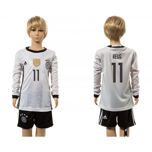 Camisolas de Futebol Alemanha Reus 11 Criança Equipamento Principal 2016 Manga Comprida Camisolas de Futebol Alemanha Reus 11 Criança Equipamento Principal 2016 Manga Comprida