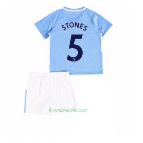 Camisolas de Futebol Manchester City John Stones 5 Criança Equipamento Principal 2017/18 Manga Curta Camisolas de Futebol Manchester City John Stones 5 Criança Equipamento Principal 2017/18 Manga Curta
