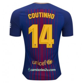 Camisolas de Futebol FC Barcelona Philippe Coutinho 14 Equipamento Principal 2017/18 Manga Curta