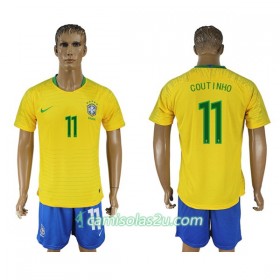 Camisolas de Futebol Brasil Philippe Coutinho 11 Equipamento Principal Copa do Mundo 2018 Manga Curta