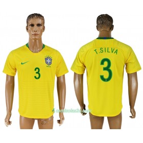Camisolas de Futebol Brasil Thiago Silva 14 Equipamento Principal Copa do Mundo 2018 Manga Curta