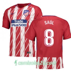 Camisolas de Futebol Atlético Madrid SAUL Equipamento Principal 2017/18 Manga Curta