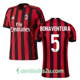 Camisolas de Futebol AC Milan BONAVENTURA Equipamento Principal 2017/18 Manga Curta