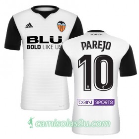 Camisolas de Futebol Valencia PAREJO Equipamento Principal 2017/18 Manga Curta