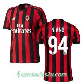 Camisolas de Futebol AC Milan NIANG Equipamento Principal 2017/18 Manga Curta