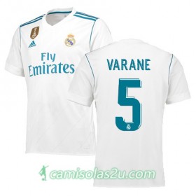 Camisolas de Futebol Real Madrid VARANE Equipamento Principal 2017/18 Manga Curta