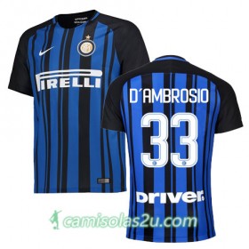 Camisolas de Futebol Inter de Milão D AMBROSIO Equipamento Principal 2017/18 Manga Curta