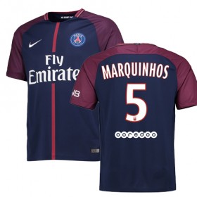 Camisolas de Futebol Paris Saint-Germain MARQINHOS Equipamento Principal 2017/18 Manga Curta
