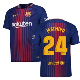 Camisolas de Futebol Barcelona MATHIEU Equipamento Principal 2017/18 Manga Curta