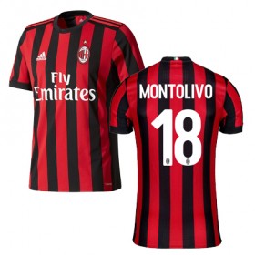 Camisolas de Futebol AC Milan MONTOLIVO Equipamento Principal 2017/18 Manga Curta