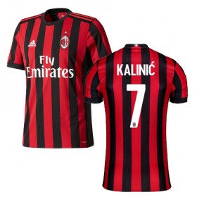 Camisolas de Futebol AC Milan KALINIC Equipamento Principal 2017/18 Manga Curta