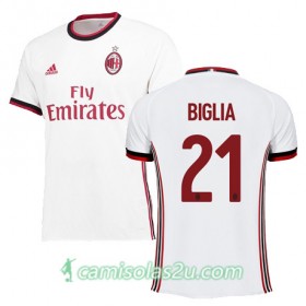 Camisolas de Futebol AC Milan BIGLIA Equipamento Alternativa 2017/18 Manga Curta