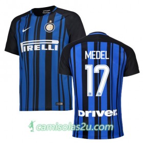 Camisolas de Futebol Inter de Milão MEDEL Equipamento Principal 2017/18 Manga Curta