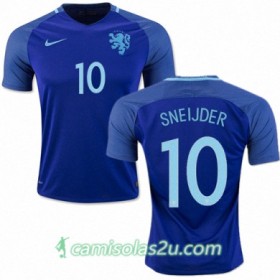 Camisolas de Futebol Holanda WESLEY SNEIJDER Equipamento Alternativa 2016/17 Manga Curta
