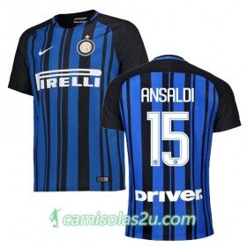 Camisolas de Futebol Inter de Milão ANSALDI Equipamento Principal 2017/18 Manga Curta