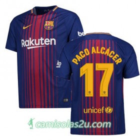 Camisolas de Futebol Barcelona Paco Alcacer Equipamento Principal 2017/18 Manga Curta